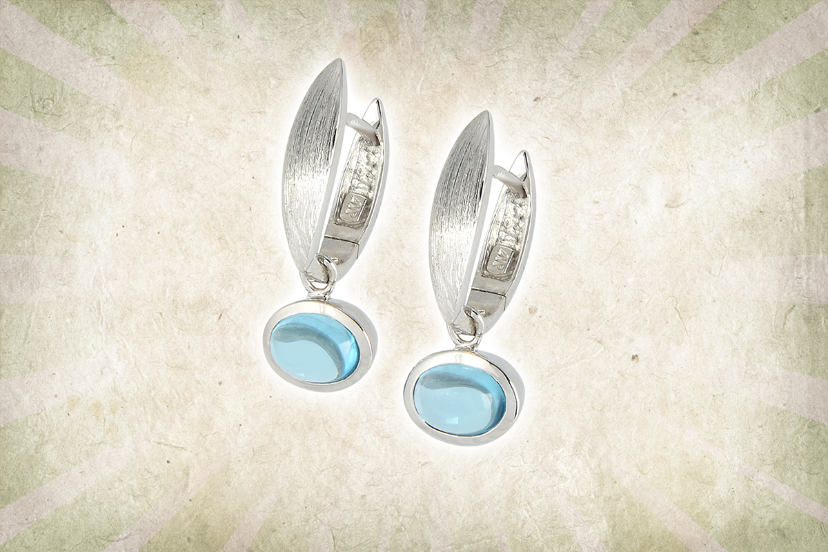 Silber-Ohrringe mit Topas-Cabochon